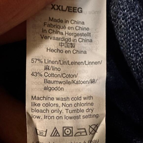 NWT j.CREW Plaited linen-cotton hooded Men’s sweater Blue Size XXL - Picture 7 of 7